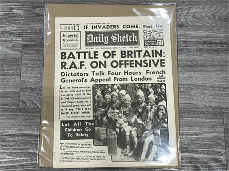 JUNE 1940 ‘BATTLE OF BRITAIN’ WARTIME NEWSPAPER