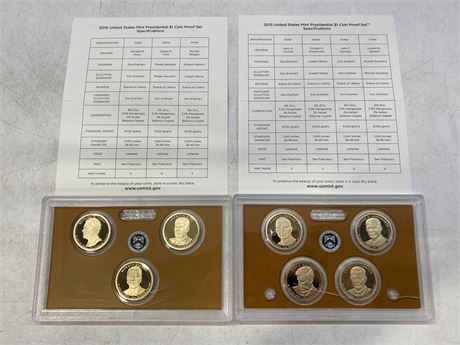 2015 & 2016 UNITED STATES MINT PRESIDENTIAL DOLLAR COIN SET