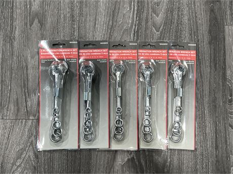 5 NEW 5PC COMBINATION WRENCH SETS
