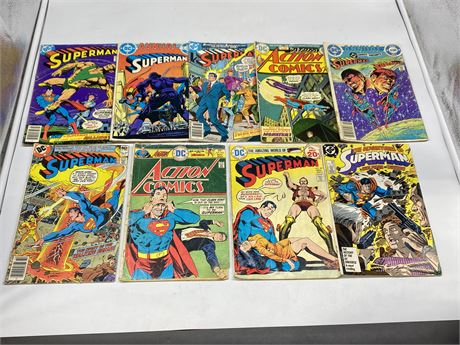 9 SUPERMAN COMICS