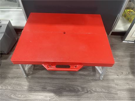 VINTAGE RED FOLDING PICNIC TABLE 33”x27”x17”
