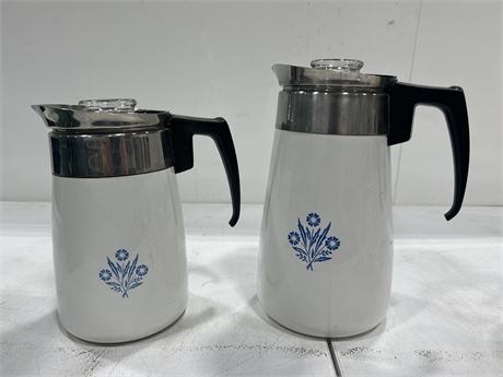2 CORNINGWARE COFFEE PERCOLATOR’S - 6 CUP & 9 CUP SIZES