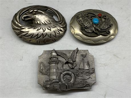 3 COLLECTABLE BELT BUCKLES