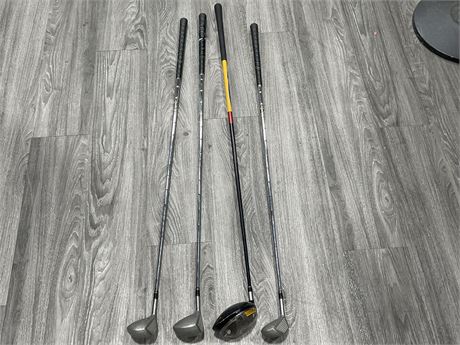 4 TAYLORMADE (3) RIGHT HANDED & (1) LEFT HANDED CLUBS