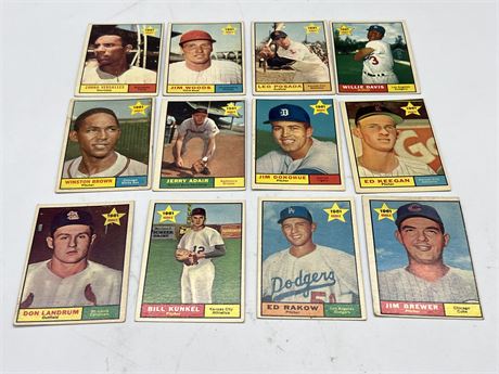 (12) 1961 ROOKIE TOPPS MLB CARDS