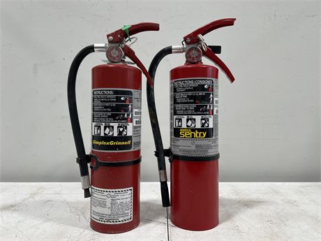2 FULLY CHARGED 5LB ABC FIRE EXTINGUISHERS