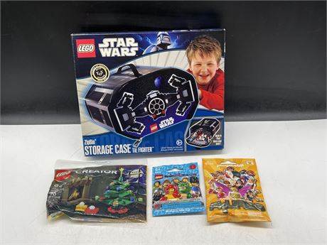 4 NEW LEGO / PLAYMOBIL TOY SETS / STORAGE CASE