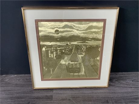 GOLD TRAM FRAMED PICTURE (18”x18”)