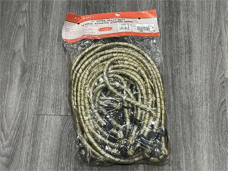 PIT BULL 1/2” EXTRA HEAVY DUTY 12 PIECE ASSORTED BUNGEE CORDS (SPECS IN PHOTOS)