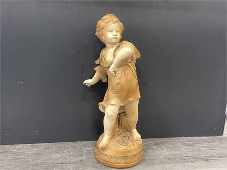 25” VINTAGE HEAVY VICTORIAN STATUE HOLDING GRAPES