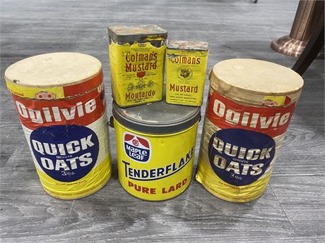 5 VINTAGE COLLECTABLE TINS