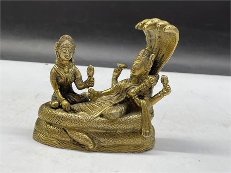 EASTERN BRASS STATUE, SNAKES (4”x4”)