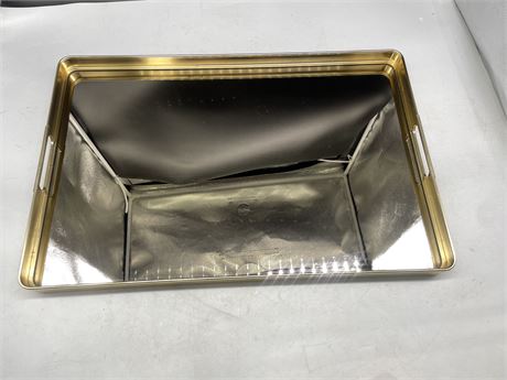 LARGE MCM MADE IN ITALY MIRRORED SERVING TRAY 22”x14”