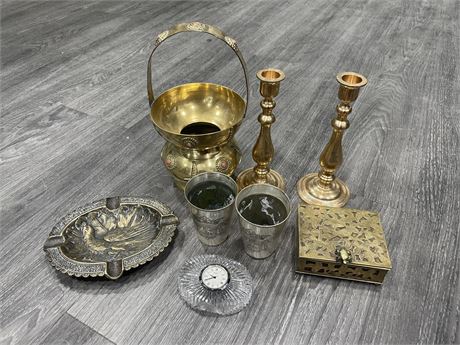 8 BRASS / METAL / CRYSTAL GLASS HOME DECOR PIECES