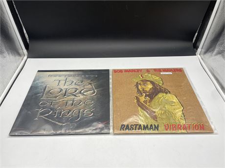 2 MISC RECORDS (BOB MARLEY HAS TEXTURED COVER) - VG (SLIGHTLY SCRATCHED)