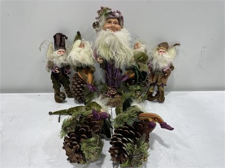 VINTAGE GNOMES - SOME ON PINECONES (12” TALLEST)