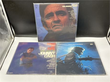 3 JOHNNY CASH RECORDS - VG (Slightly scratched)