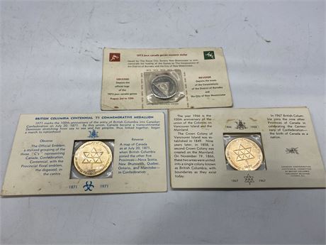 3 COMMEMORATIVE COINS 1971 - 1973