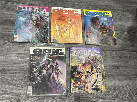 5 VINTAGE EPIC ADULT FANTASY COMIC MAGS