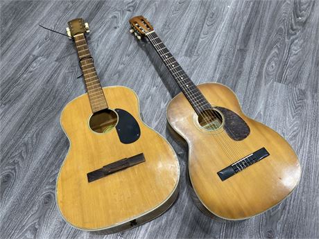 2 GUITARS (1 has no strings, other has slight damage)