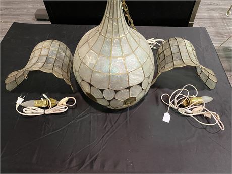 MCM SHELL SWAG LAMP & 2 SCONCES
