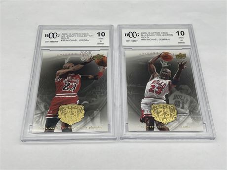 (2) BCCG GRADED 10 - 2009-10 UD MJ LEGACY COLLECTION GOLD CARDS