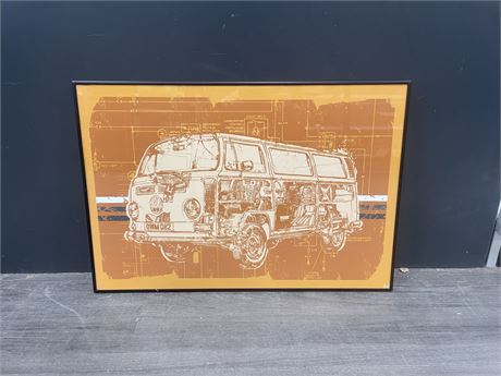 VW VAN ARTWORK PROFESSIONALLY FRAMED 26”x18”