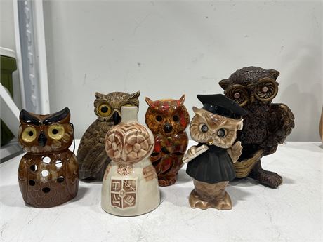 LOT OF 6 MCM OWLS - LARGEST IS 9”