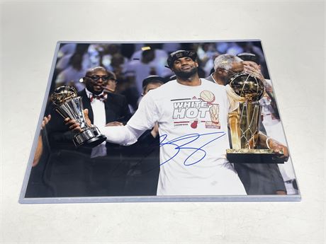 LEBRON JAMES SIGNED CHAMP PICTURE 11”x14”