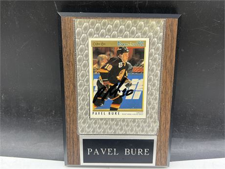 SIGNED PAVEL BURE CARD IN PLAQUE