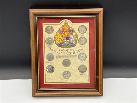 FRAMED CANADIAN FIFTY CENT COLLECTION 12”x10”
