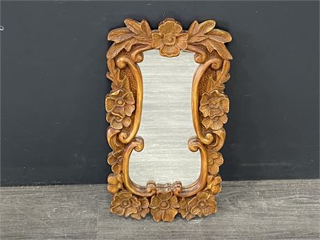 MCM SOLID WOOD HAND CARVED MIRROR (12”X22”)