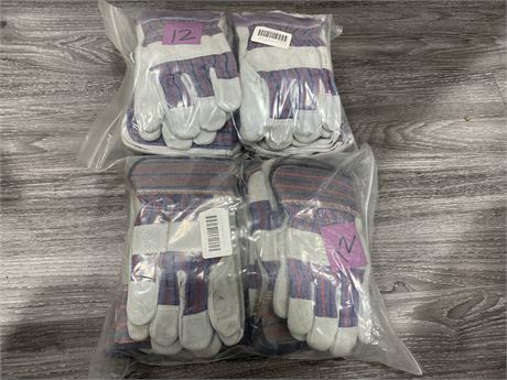 24 PAIRS OF LEATHER WORK GLOVES (Small)