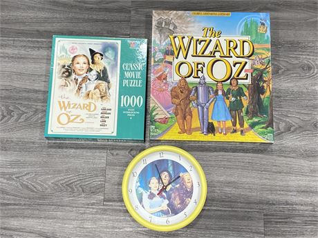WIZARD OF OZ GAME & PUZZLE SEALED & WORKING CLOCK