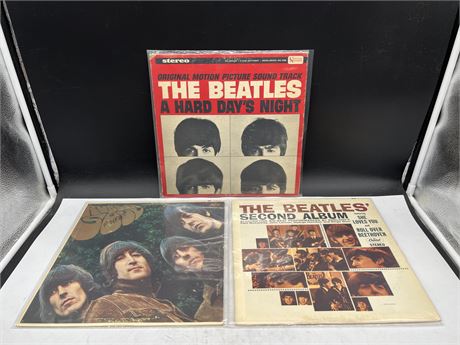 3 BEATLES RECORDS - VG (SLIGHTLY SCRATCHED)