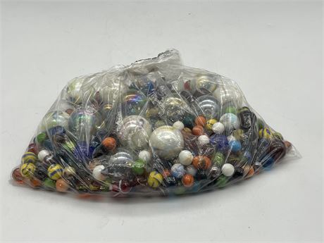 LARGE BAG OF MISC SIZED MARBLES