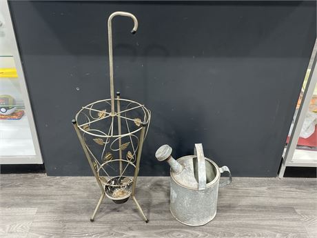 MCM UMBRELLA STAND + TIN WATERING CAN