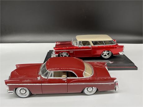 1955 CHEVY NOMAD ON STAND, 1956 CHRYSLER 300B