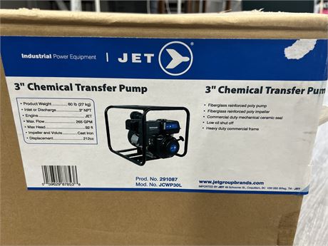 (NEW) JET 3” WATER & CHEMICAL PUMP - VALUED AT $599