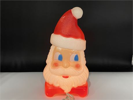 VINTAGE DOUBLE SIDED SANTA BLOW MOLD - WORKING W/BULB (12” TALL)