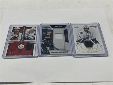 3 SEDIN JERSEY CARDS - 2 NUMBERED