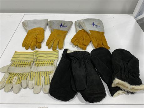 5 PAIRS OF MISC LEATHER GLOVES