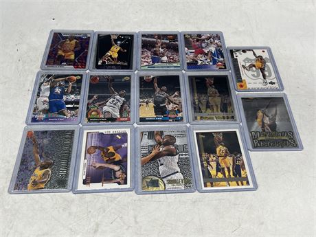14 SHAQ CARDS INCLUDING ROOKIES