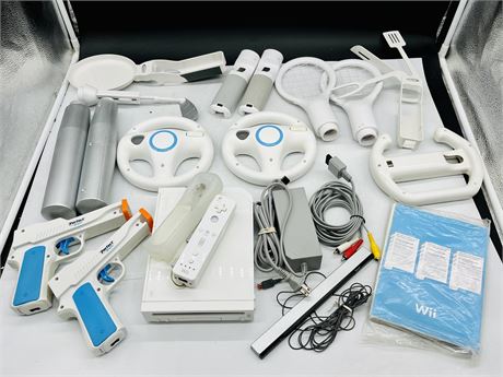 COMPLETE WII SET UP CONSOLE, CONTROLLER, MULTIPLE ACCESSORIES