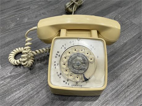 VINTAGE ROTARY TELEPHONE CREAM YELLOW - FULLY WORKING