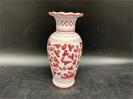 HAND PAINTED PORCELAIN VASE STARBUCKS BARISTA 10”tall(made in Italy)