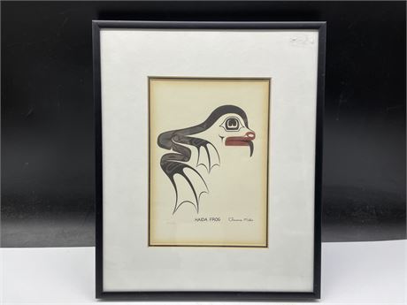 HAIDA FROG PRINT SIGNED BY CLARENCE MILLS 11”x13”