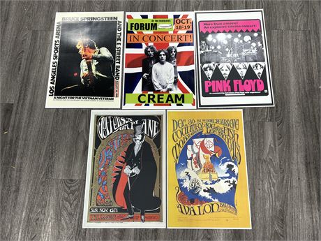 5 ROCK MUSIC / CONCERT POSTERS (12”x18”)