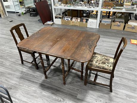 SOLID WALNUT “GIBBARD FURNITURE” TABLE W/ 2 CHAIRS
