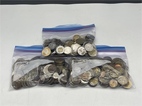 3 BAGS OF WORLD COINS